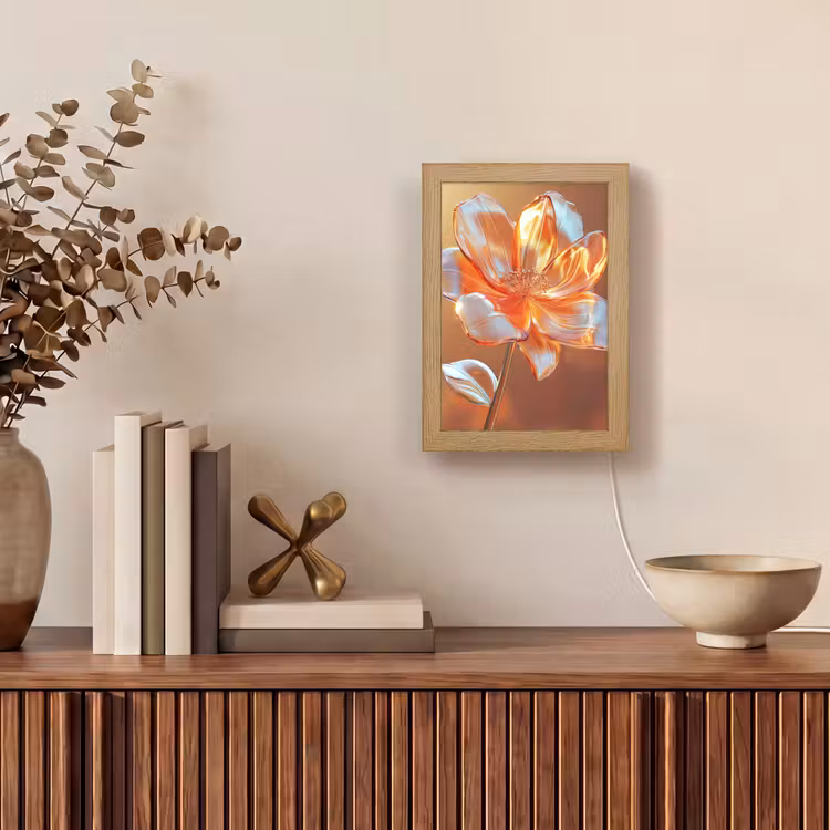 Glazen - Bloem - Zonlicht Light Box met kabel (Tafellamp) klein -sfeer2