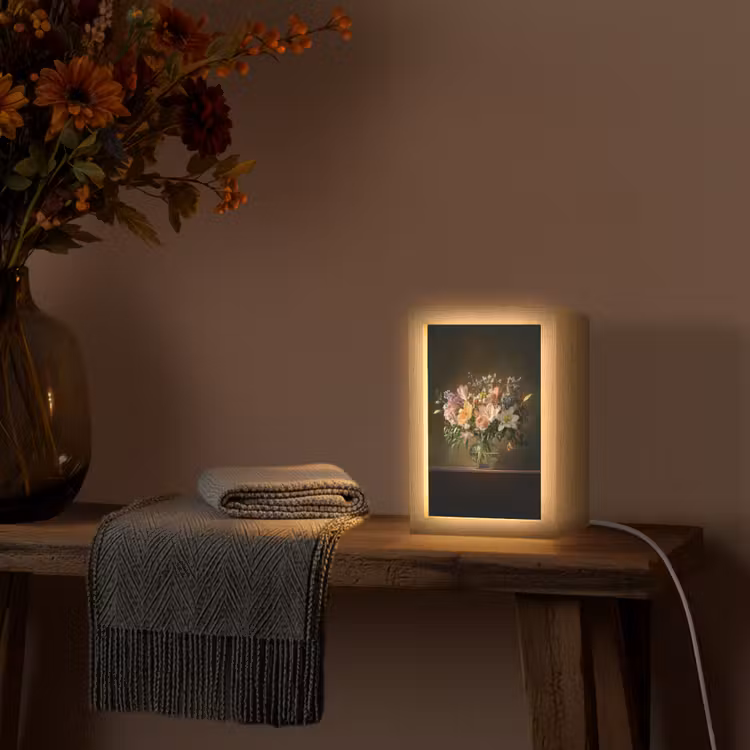 Glazen - Bloemen - Boeket - Kleuren Light Box met kabel (Tafellamp) klein -sfeer4
