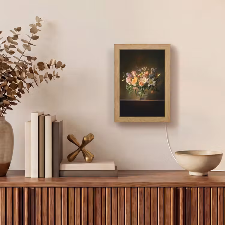 Glazen - Bloemen - Boeket - Kleuren Light Box met kabel (Tafellamp) klein -sfeer2