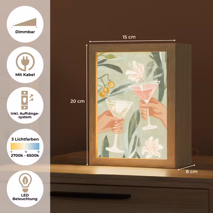 Glazen - Proosten - Bladeren - Groen Light Box met kabel (Tafellamp) klein -USP_DE