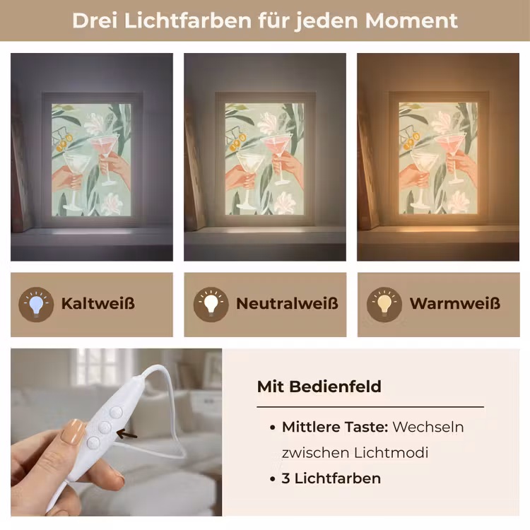 Glazen - Proosten - Bladeren - Groen Light Box met kabel (Tafellamp) klein -USP_lichtkleurDE