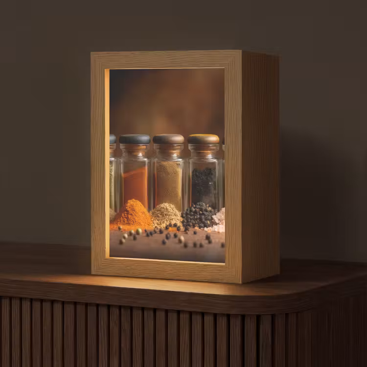 Potjes - Kruiden - Specerijen - Korrels Light Box met kabel (Tafellamp) klein -z3d_website
