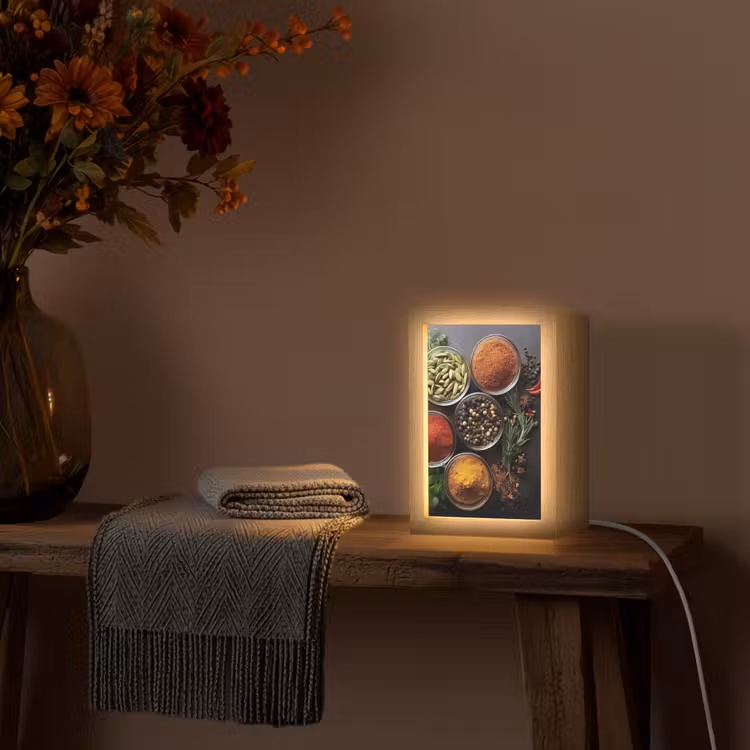 Glazen - Bakjes - Blaadjes - Kruiden Light Box met kabel (Tafellamp) klein -sfeer4