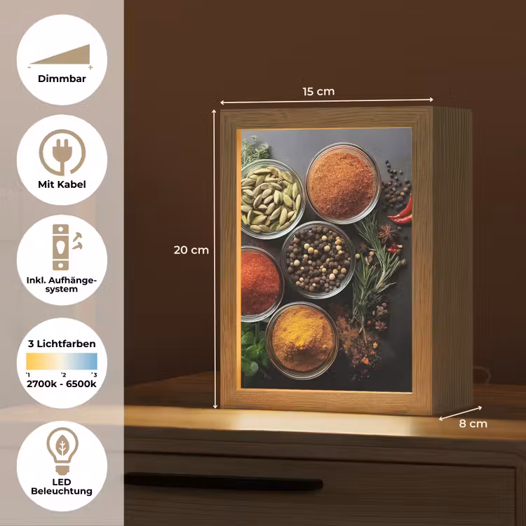Glazen - Bakjes - Blaadjes - Kruiden Light Box met kabel (Tafellamp) klein -USP_DE