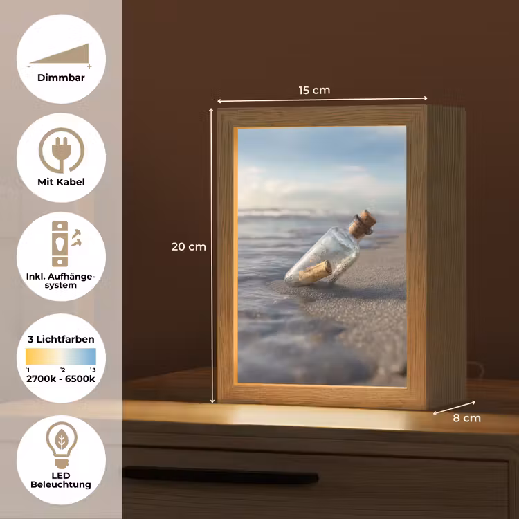 Glazenfles - Post - Zee - Zand Light Box met kabel (Tafellamp) klein -USP_DE