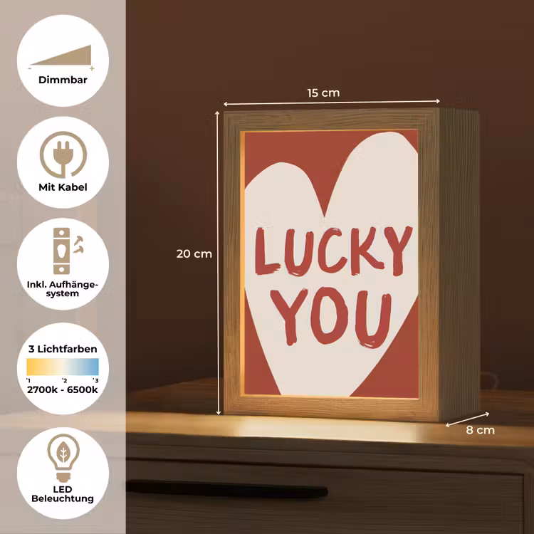 Lucky - Hart - Rood Light Box met kabel (Tafellamp) klein -USP_DE