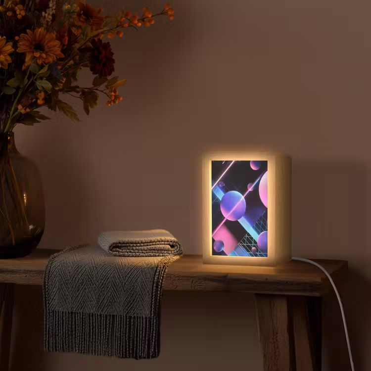 Bollen - Neon - Lijnen - Roze Light Box met kabel (Tafellamp) klein -sfeer4