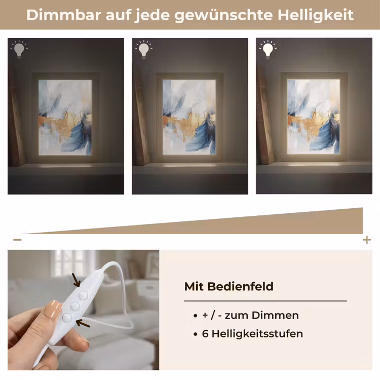 Goud - Blauw - Verf - Kunst - Modern Light Box met kabel (Tafellamp) klein -USP_dimbaarDE