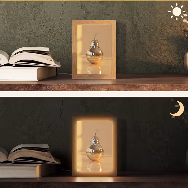 Goud - Disco - Glitter - Peer Light Box met kabel (Tafellamp) klein -sfeer3
