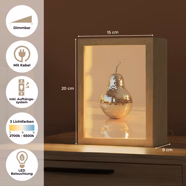 Goud - Disco - Glitter - Peer Light Box met kabel (Tafellamp) klein -USP_DE