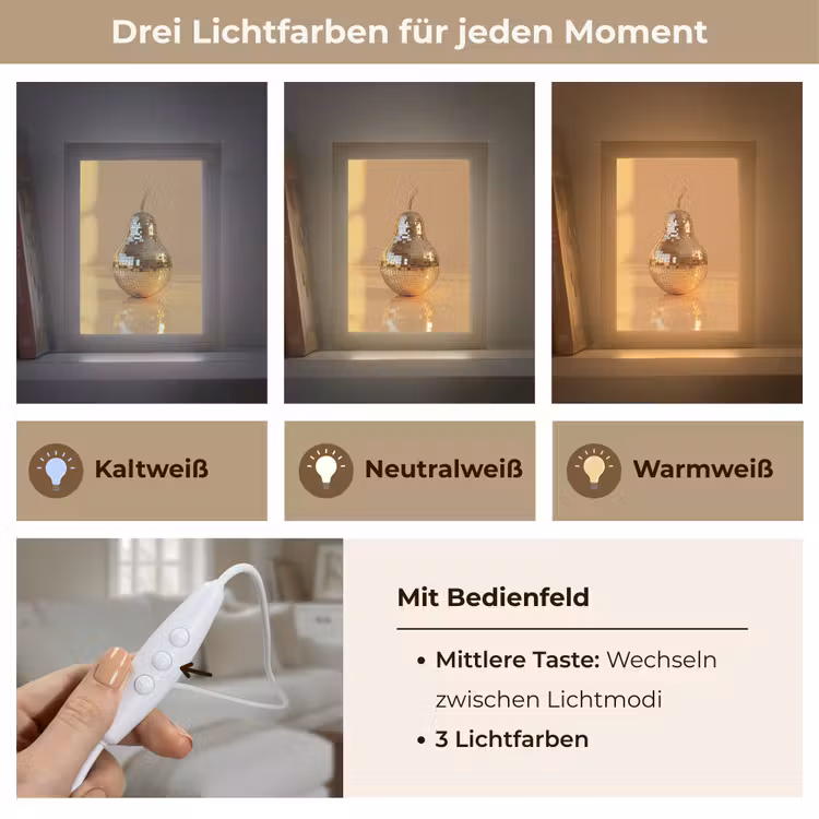 Goud - Disco - Glitter - Peer Light Box met kabel (Tafellamp) klein -USP_lichtkleurDE