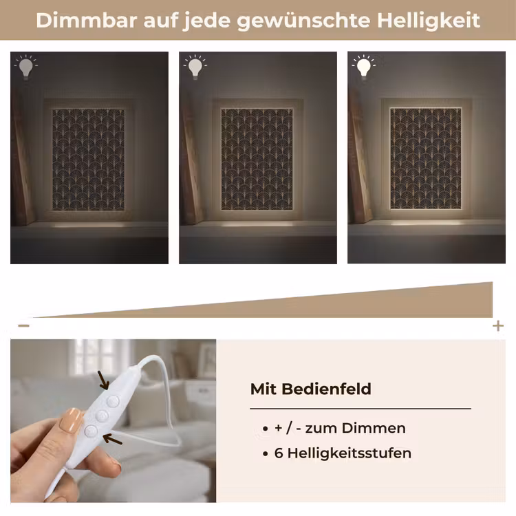 Gouden - Waaiers - Zwart Light Box met kabel (Tafellamp) klein 925 -USP_dimbaarDE