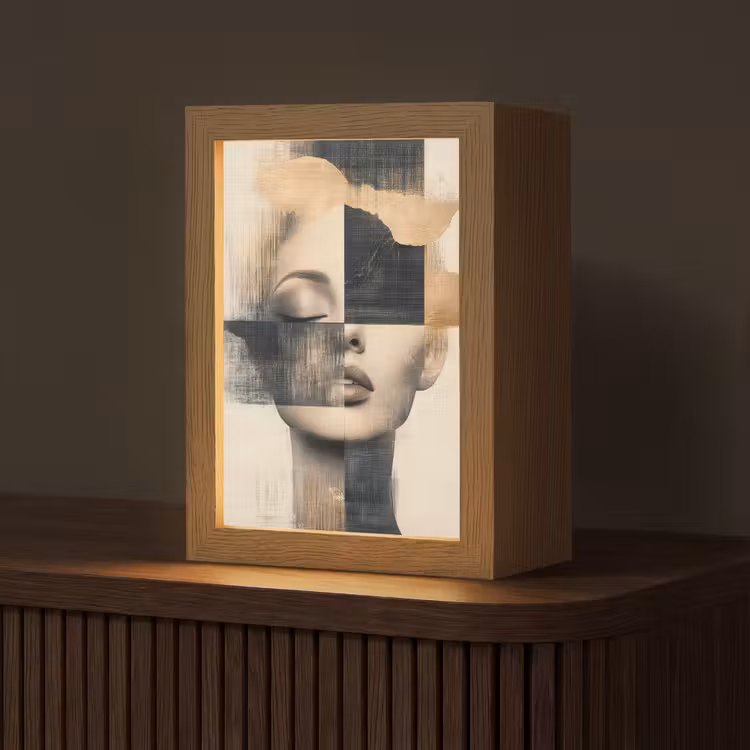 Goud - Vrouw - Rechthoeken Light Box met kabel (Tafellamp) klein -z3d_website
