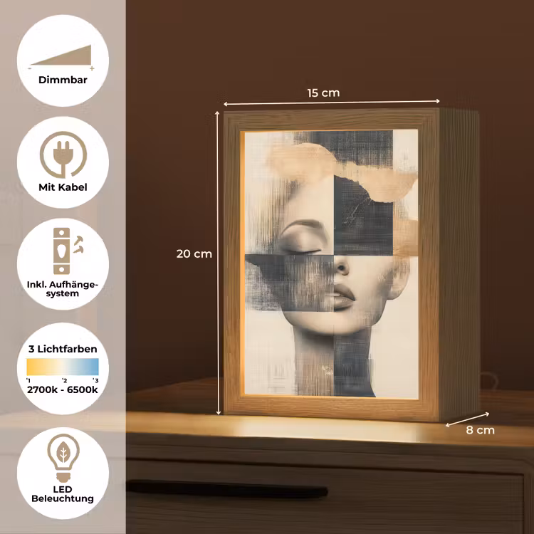 Goud - Vrouw - Rechthoeken Light Box met kabel (Tafellamp) klein -USP_DE