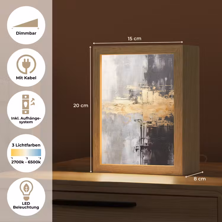 Goud - Luxe - Acryl - Kunst Light Box met kabel (Tafellamp) klein -USP_DE