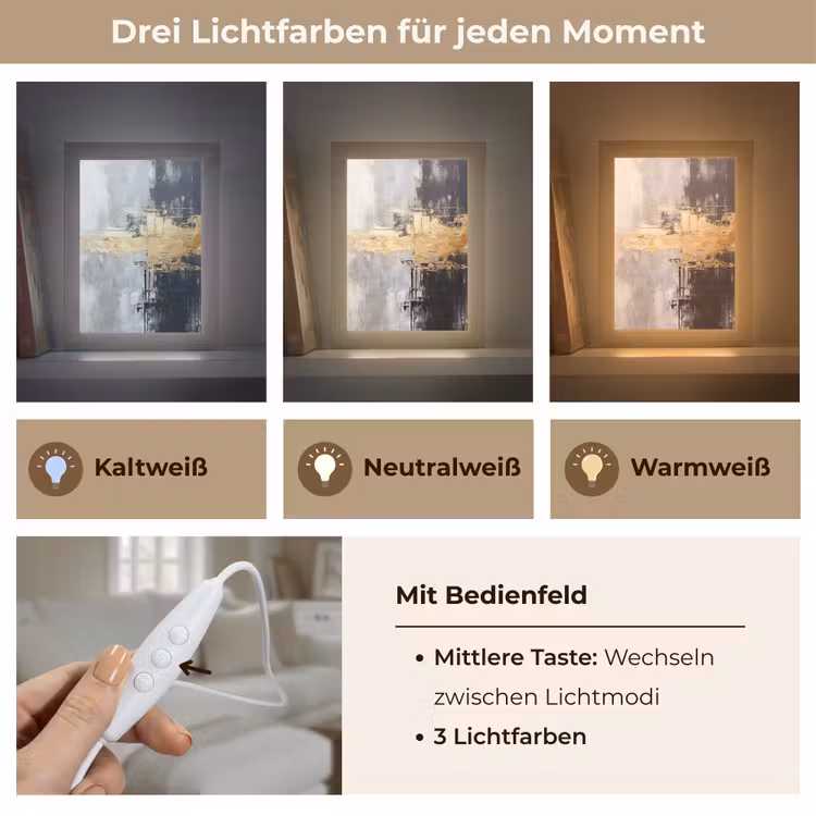 Goud - Luxe - Acryl - Kunst Light Box met kabel (Tafellamp) klein -USP_lichtkleurDE