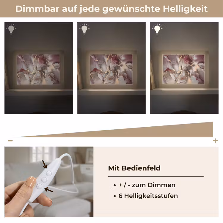 Goud - Marmer - Paars Light Box met kabel (Tafellamp) klein -USP_dimbaarDE