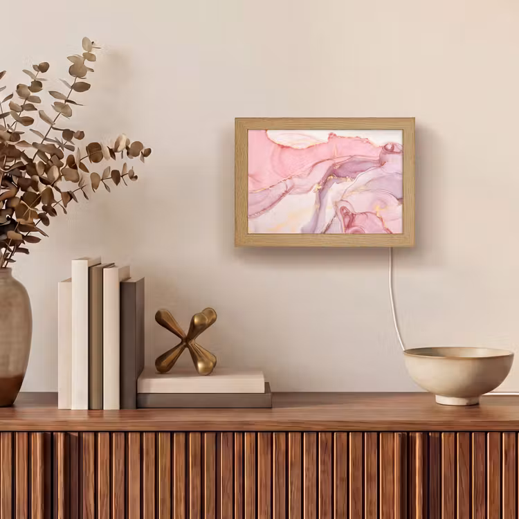 Goud - Marmer - Roze Light Box met kabel (Tafellamp) klein -sfeer2