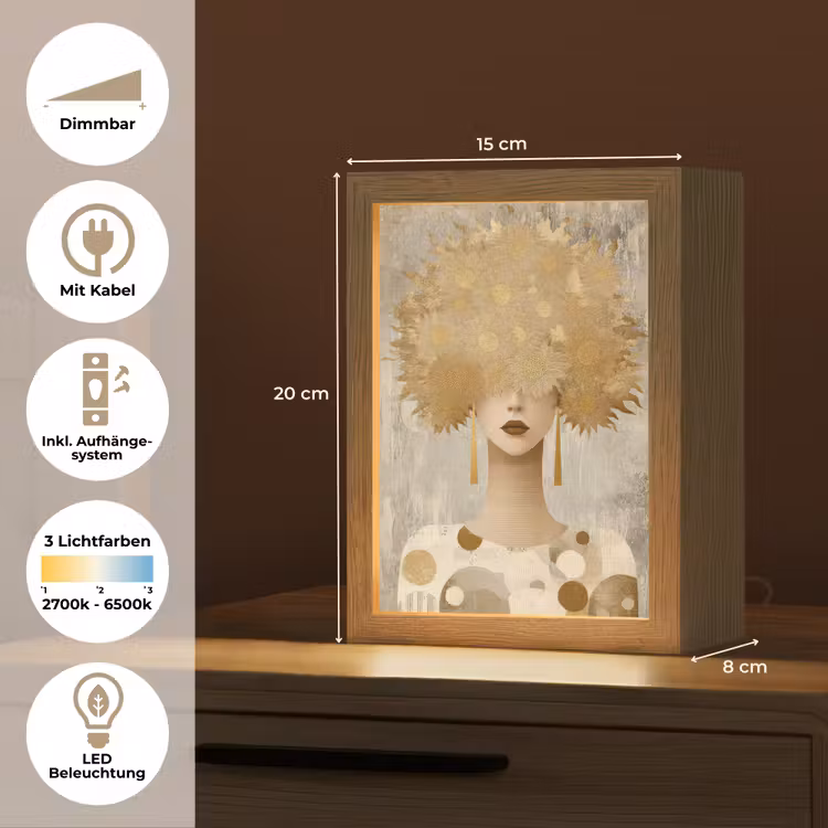 Goud - Portret - Vrouw Light Box met kabel (Tafellamp) klein -USP_DE