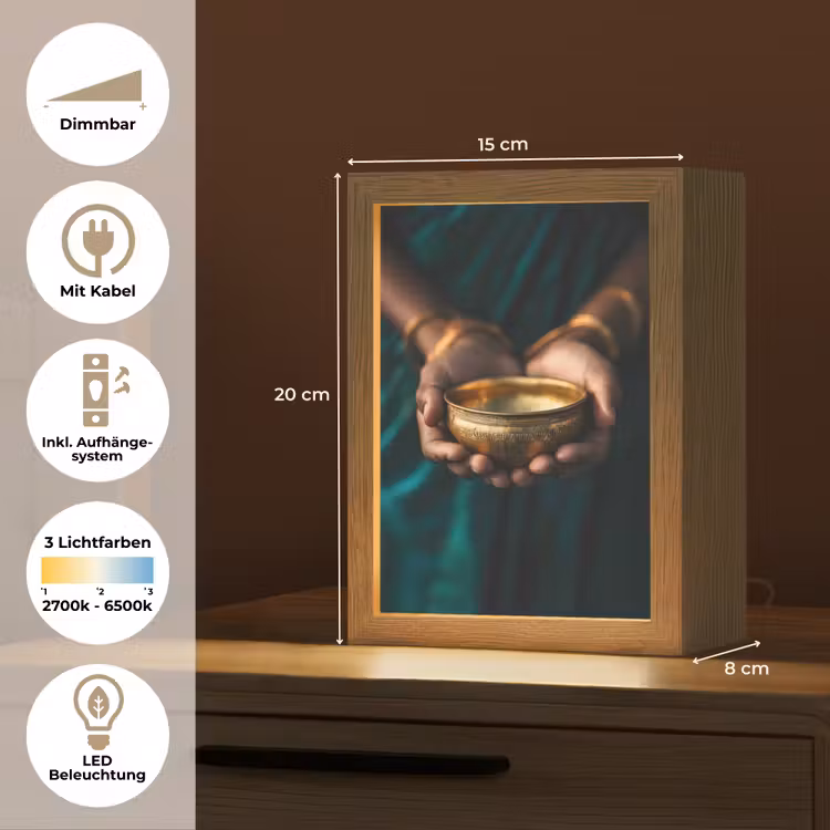 Goud - Kom - Blauw Light Box met kabel (Tafellamp) klein -USP_DE