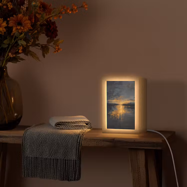 Gouden Reflectie op Water Light Box met kabel (Tafellamp) klein -sfeer4