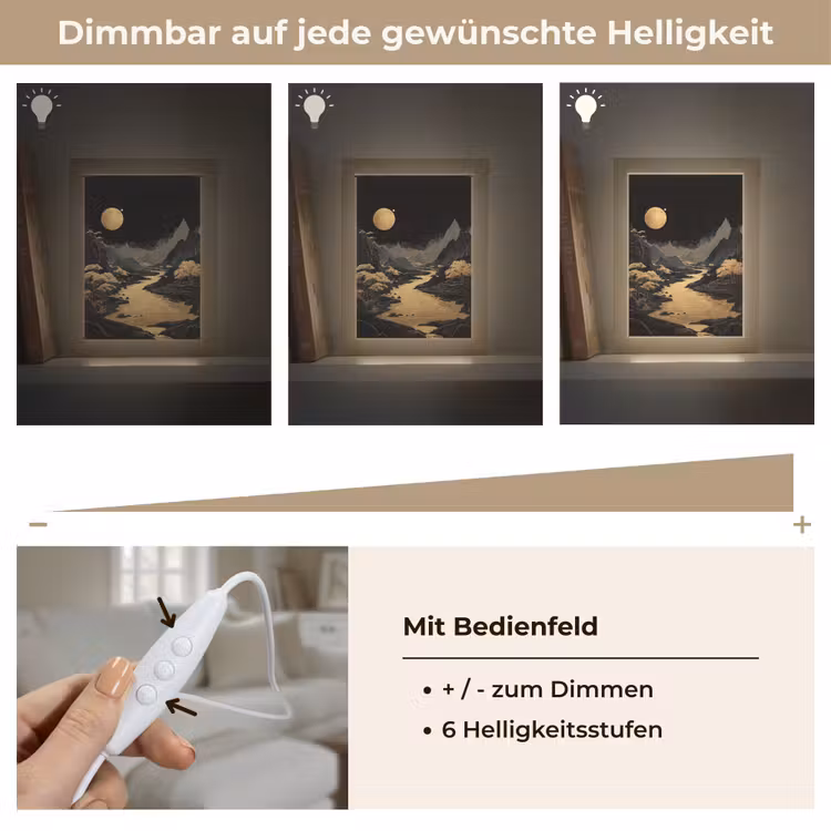Gouden rivier - Bergen - Maan - Sterrenhemel Light Box met kabel (Tafellamp) klein -USP_dimbaarDE