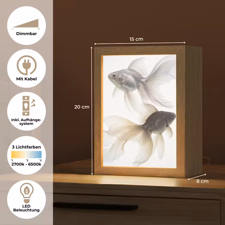 Goudvissen - Modern - Wit Light Box met kabel (Tafellamp) klein -USP_DE