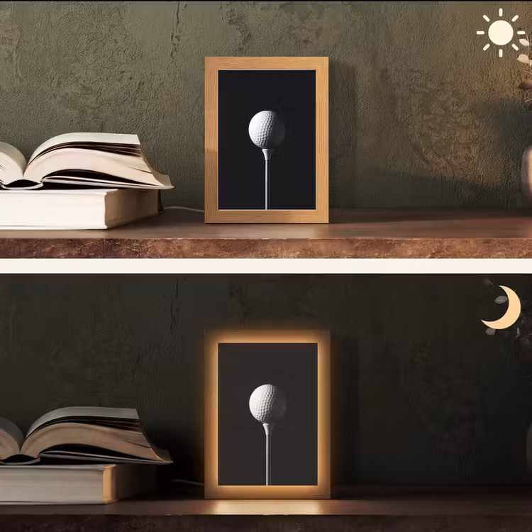 Golfbal - Minimalistisch - Wit Light Box met kabel (Tafellamp) klein -sfeer3