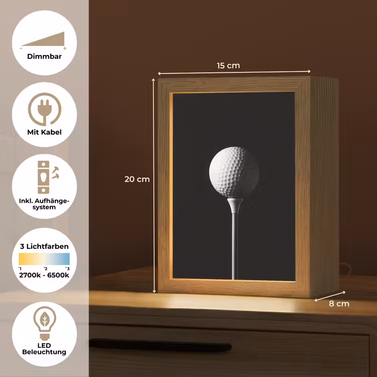 Golfbal - Minimalistisch - Wit Light Box met kabel (Tafellamp) klein -USP_DE