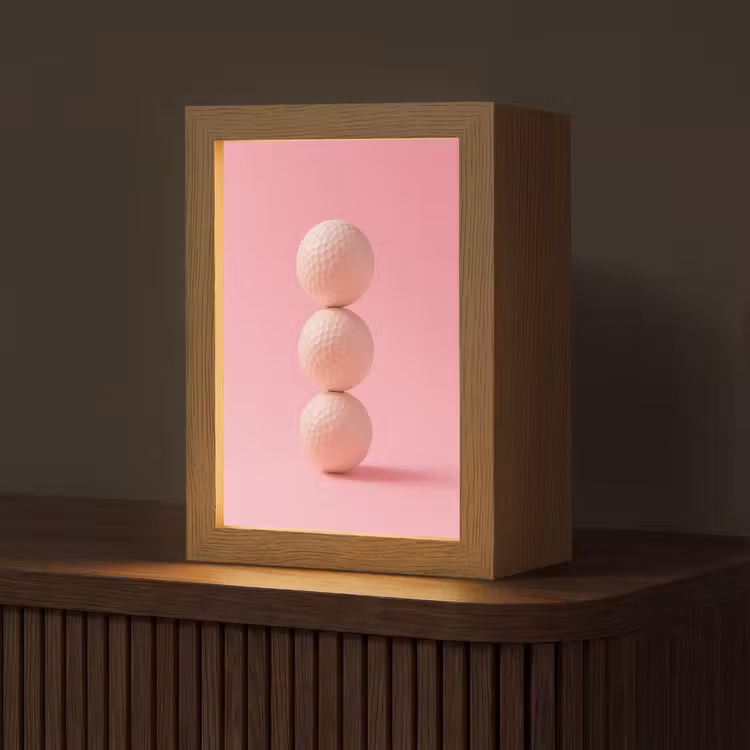 Golfballen - Roze - Drie Light Box met kabel (Tafellamp) klein -z3d_website