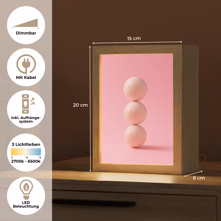 Golfballen - Roze - Drie Light Box met kabel (Tafellamp) klein -USP_DE