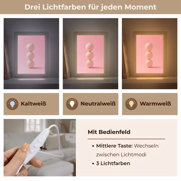 Golfballen - Roze - Drie Light Box met kabel (Tafellamp) klein -USP_lichtkleurDE