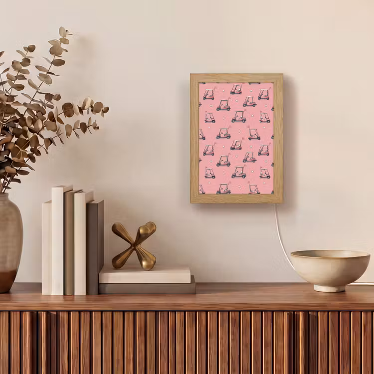 Golfkar - Retro - Roze Light Box met kabel (Tafellamp) klein 925 -sfeer2
