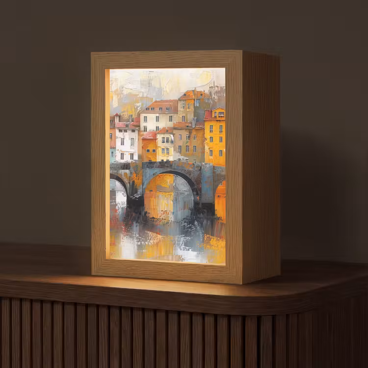 Gracht - Huizen - Kunst - Art Light Box met kabel (Tafellamp) klein -z3d_website