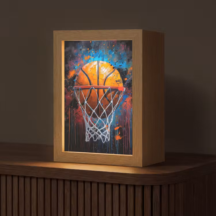 Graffiti - Basketbal - Sport - Zwart - Street art Light Box met kabel (Tafellamp) klein -z3d_website