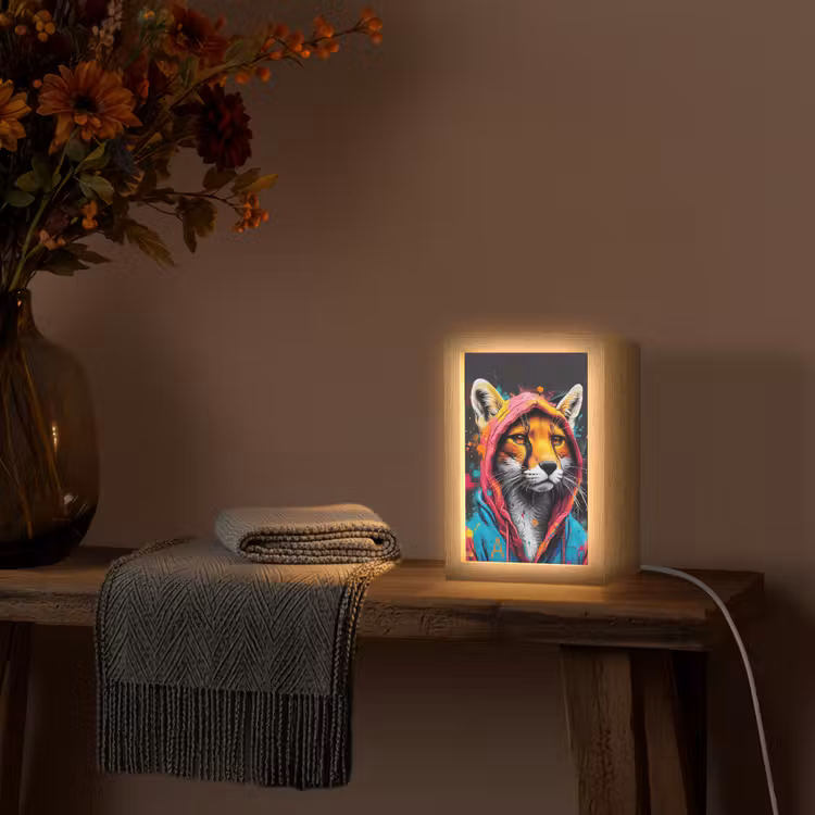 Graffiti - Vos - Jas - Pop art - Dieren Light Box met kabel (Tafellamp) klein -sfeer4