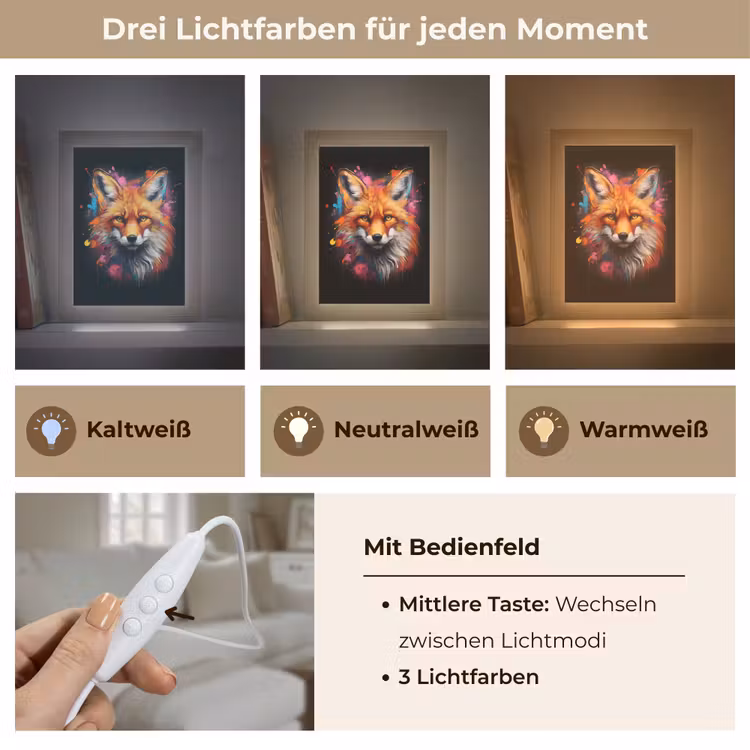 Graffiti - Vos - Zwart - Pop art Light Box met kabel (Tafellamp) klein -USP_lichtkleurDE