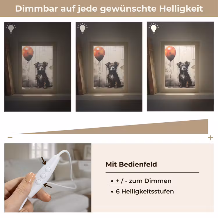 Graffiti - Hond - Ballon - Dieren Light Box met kabel (Tafellamp) klein -USP_dimbaarDE