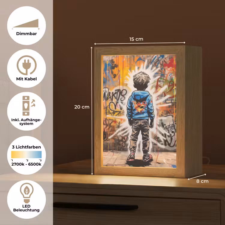 Graffiti - Jongen - Kleuren - Street Art Light Box met kabel (Tafellamp) klein -USP_DE
