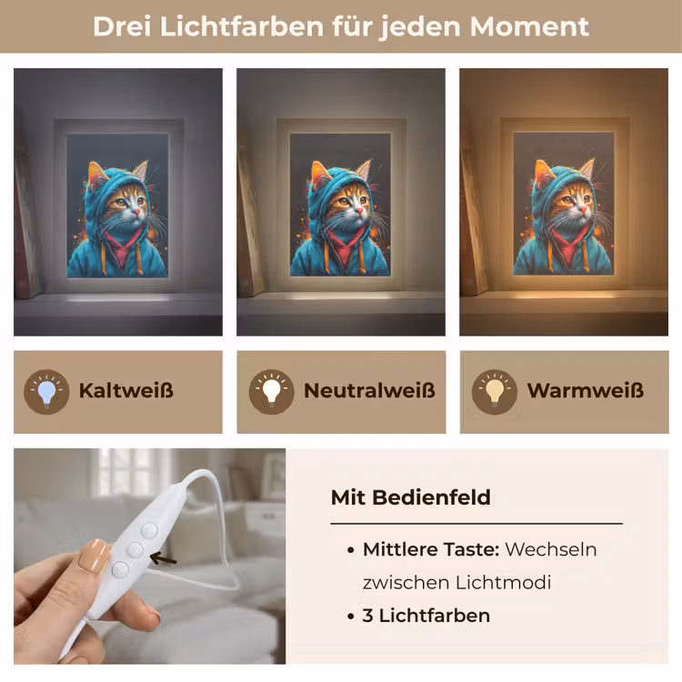 Graffiti - Kat - Zwart - Jas - Street art Light Box met kabel (Tafellamp) klein -USP_lichtkleurDE