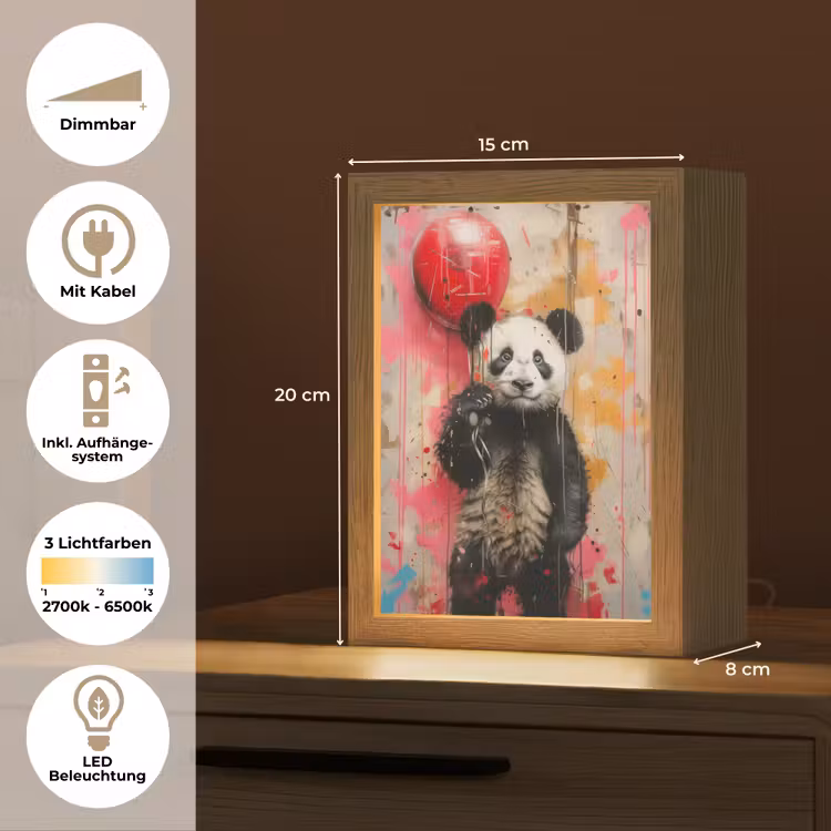 Graffiti - Panda - Ballon - Street art - Dier Light Box met kabel (Tafellamp) klein -USP_DE