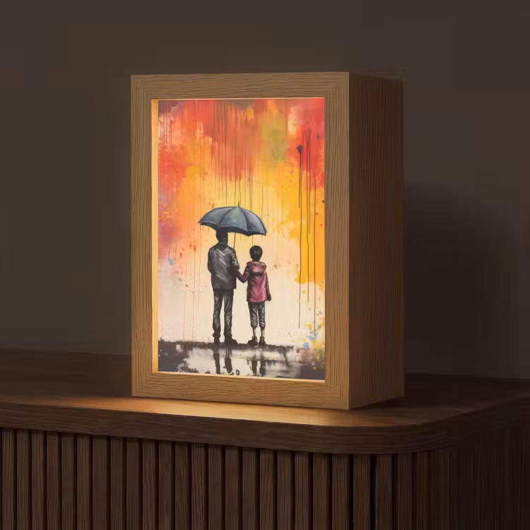 Graffiti - Paraplu - Mensen - Kleuren - Kunst Light Box met kabel (Tafellamp) klein -z3d_website