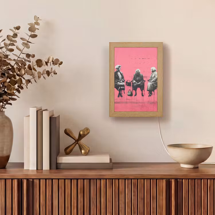 Graffiti - Roze - Street art - Vrouwen Light Box met kabel (Tafellamp) klein -sfeer2