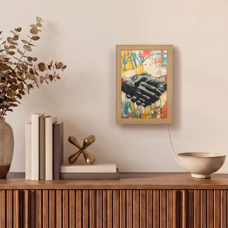 Graffiti - Rozen - Handen - Street art Light Box met kabel (Tafellamp) klein -sfeer2