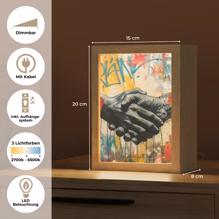Graffiti - Rozen - Handen - Street art Light Box met kabel (Tafellamp) klein -USP_DE