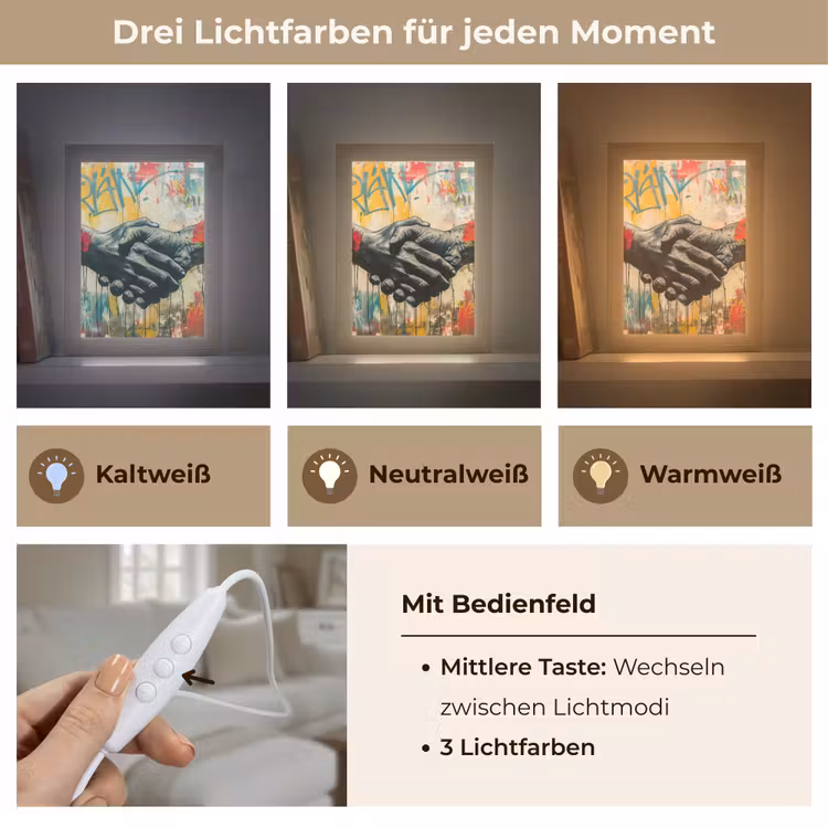 Graffiti - Rozen - Handen - Street art Light Box met kabel (Tafellamp) klein -USP_lichtkleurDE