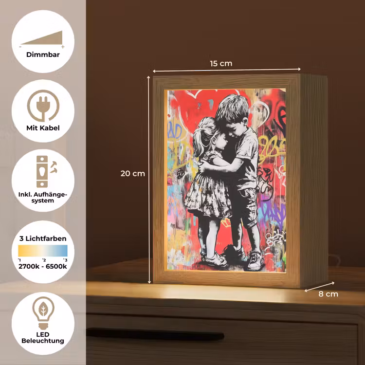 Graffiti - Zwart wit - Street art Light Box met kabel (Tafellamp) klein -USP_DE