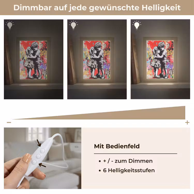 Graffiti - Zwart wit - Street art Light Box met kabel (Tafellamp) klein -USP_dimbaarDE