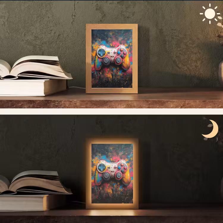Graffiti - Gaming - Controller - Verf Light Box met kabel (Tafellamp) klein -sfeer3