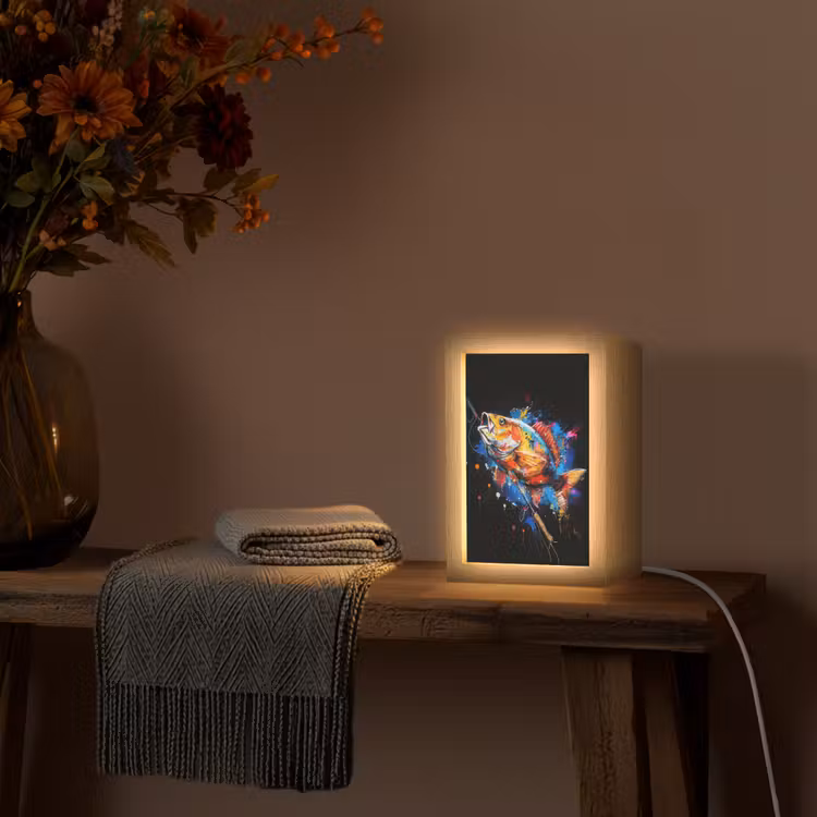 Graffiti - Sport - Vissen - Vis - Hengel Light Box met kabel (Tafellamp) klein -sfeer4